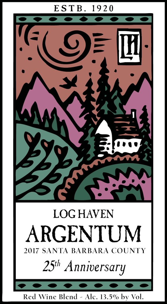 Argentum front label, 2017 vintage, for Log Haven’s 25th anniversary