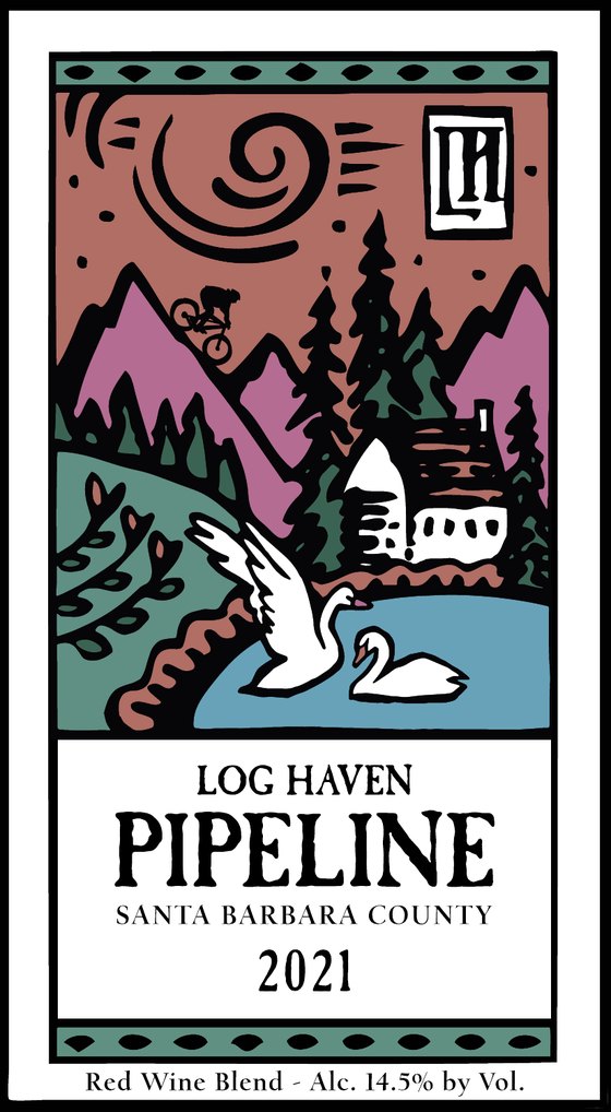 Pipeline 2021 front label, with a mountain biker on the ridge