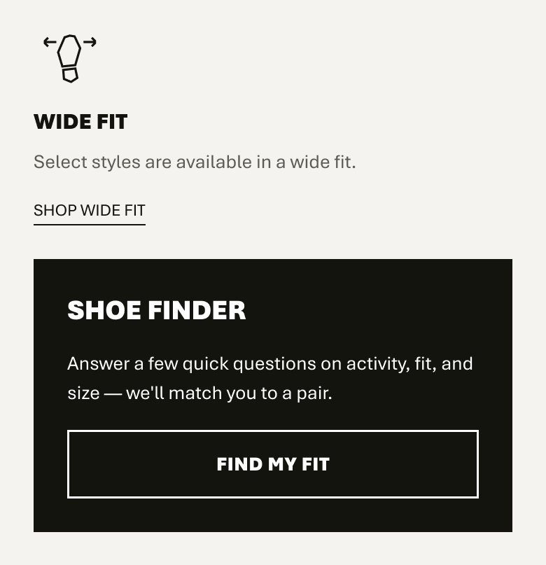 Mobile Shoe Finder area in Figma with a Find My Fit button